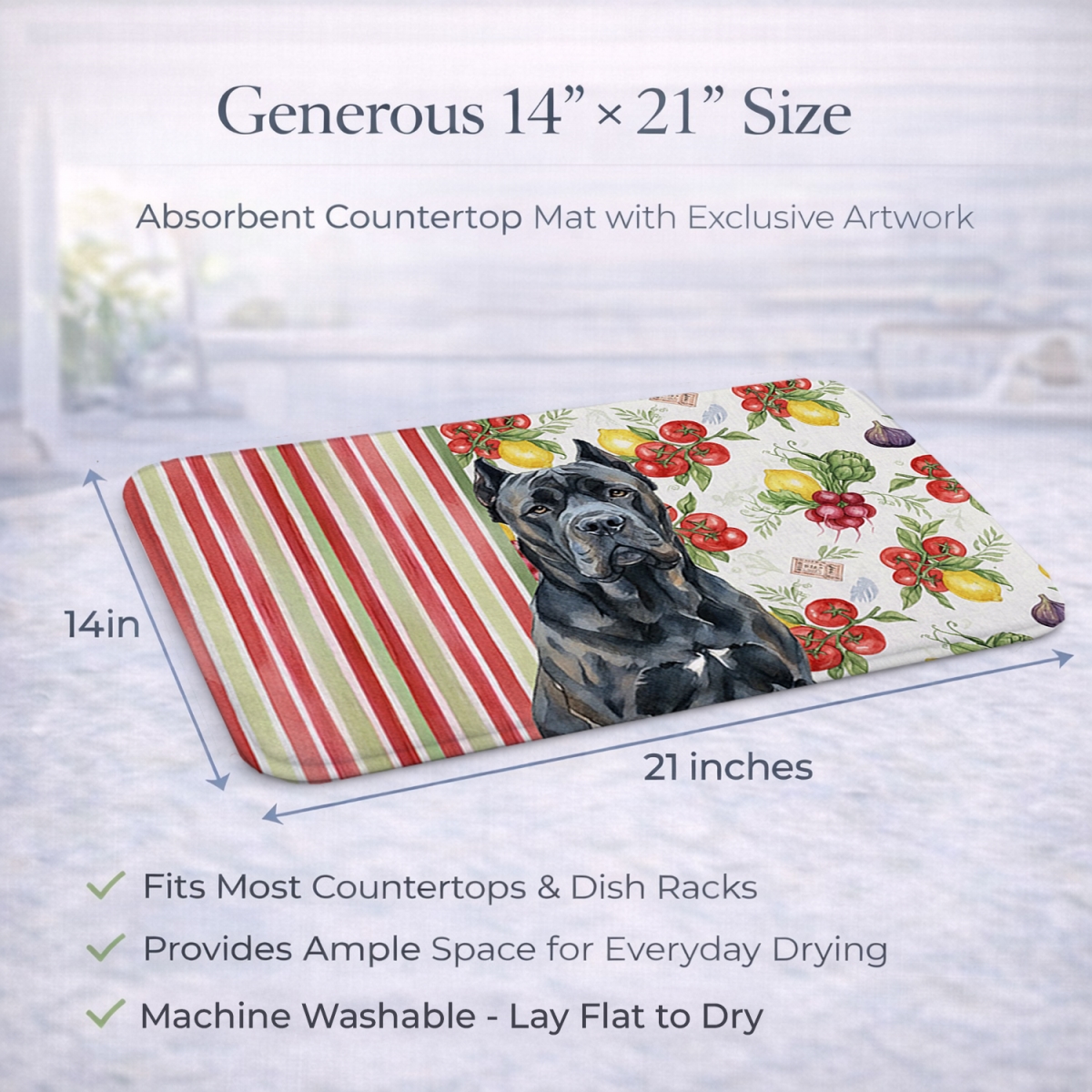 Picture of Carolines Treasures WDK8157DDM 21 x 14 in. Cane Corso Vegetables Dish Drying Mat