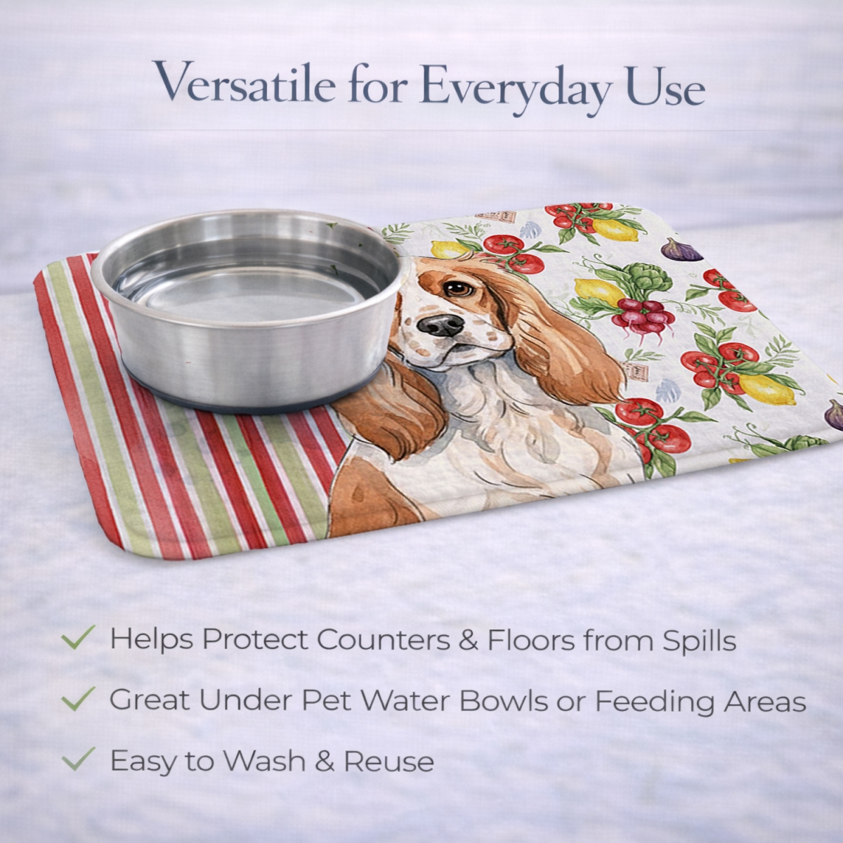 Picture of Carolines Treasures WDK8163DDM 21 x 14 in. Blenheim Cavalier Spaniel Vegetables Dish Drying Mat