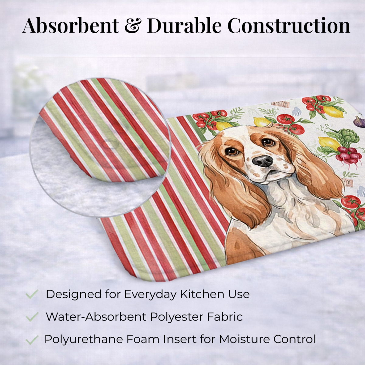 Picture of Carolines Treasures WDK8163DDM 21 x 14 in. Blenheim Cavalier Spaniel Vegetables Dish Drying Mat