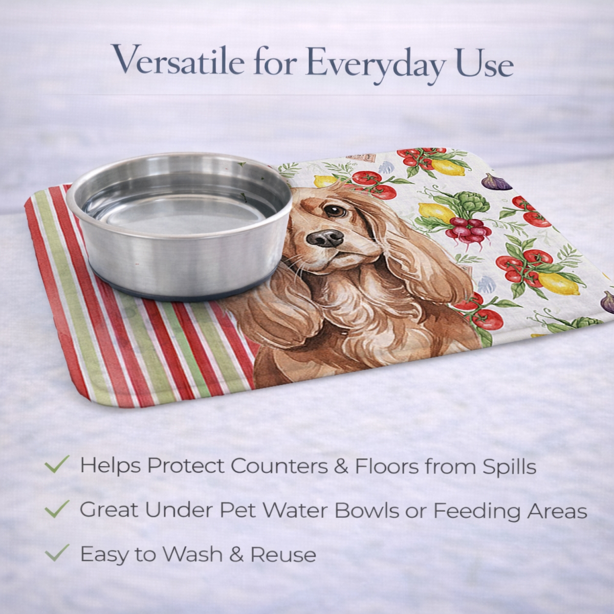 Picture of Carolines Treasures WDK8164DDM 21 x 14 in. Ruby Cavalier Spaniel Vegetables Dish Drying Mat