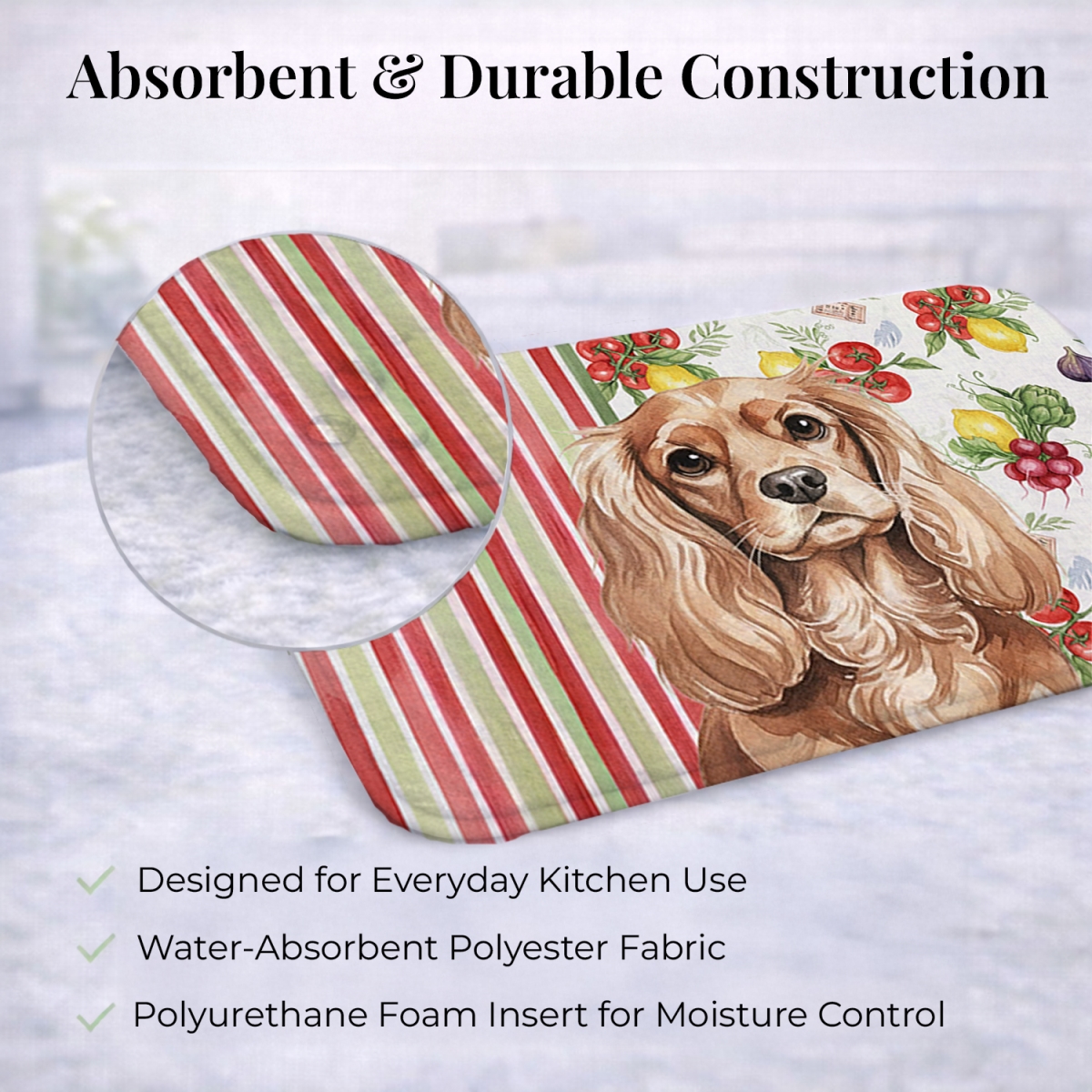 Picture of Carolines Treasures WDK8164DDM 21 x 14 in. Ruby Cavalier Spaniel Vegetables Dish Drying Mat