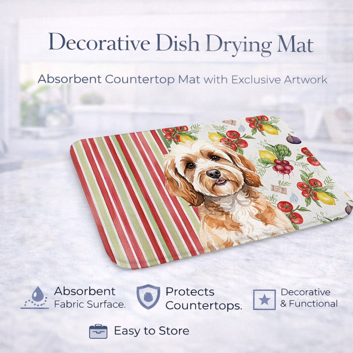 Picture of Carolines Treasures WDK8166DDM 21 x 14 in. Cavapoo Vegetables Dish Drying Mat