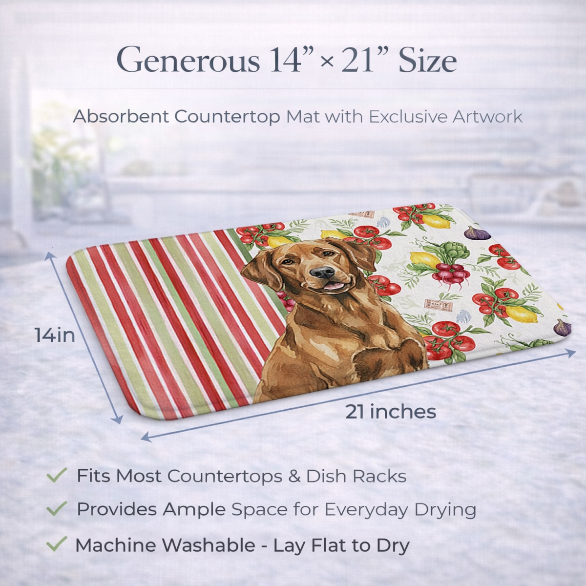Picture of Carolines Treasures WDK8167DDM 21 x 14 in. Chesapeake Bay Retriever Vegetables Dish Drying Mat