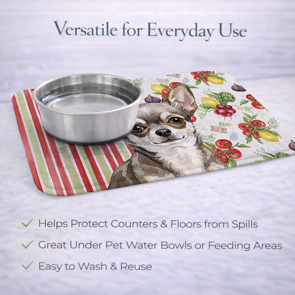 Picture of Carolines Treasures WDK8168DDM 21 x 14 in. Chihuahua Vegetables Dish Drying Mat