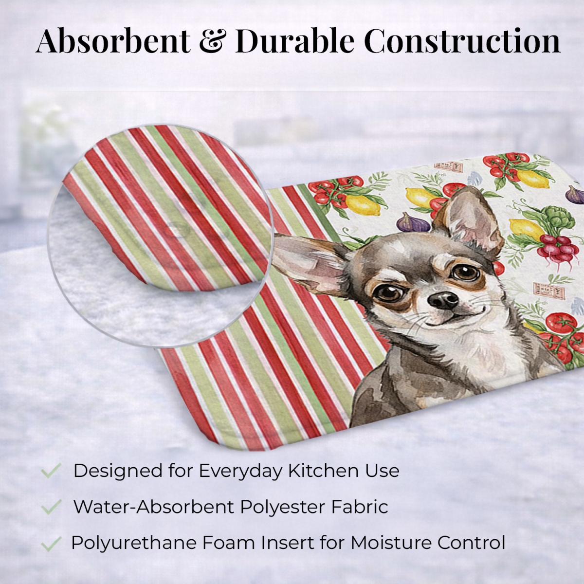Picture of Carolines Treasures WDK8168DDM 21 x 14 in. Chihuahua Vegetables Dish Drying Mat
