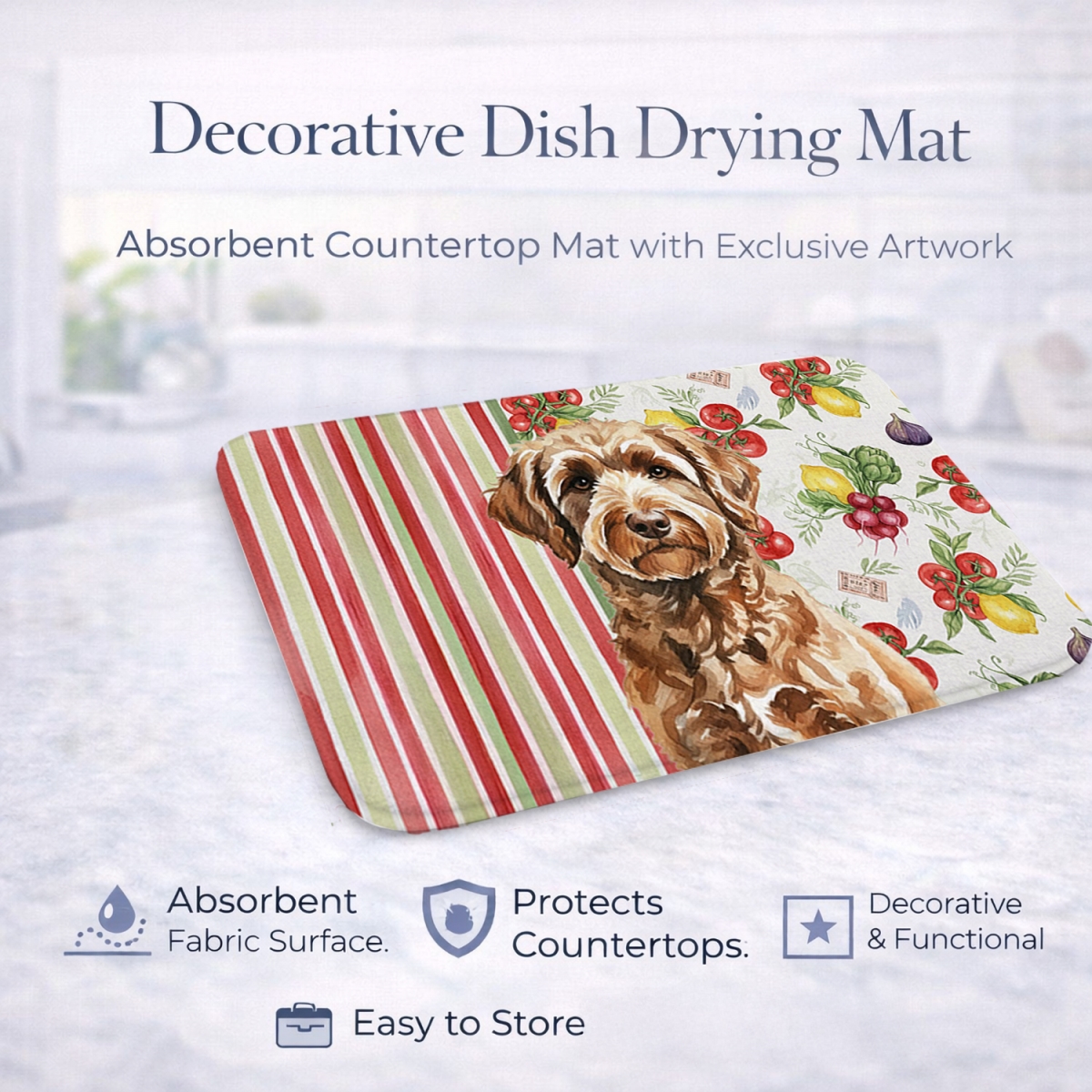Picture of Carolines Treasures WDK8290DDM 21 x 14 in. Chocolate Labradoodle Vegetables Dish Drying Mat
