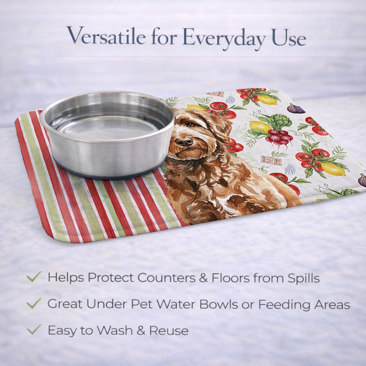 Picture of Carolines Treasures WDK8290DDM 21 x 14 in. Chocolate Labradoodle Vegetables Dish Drying Mat