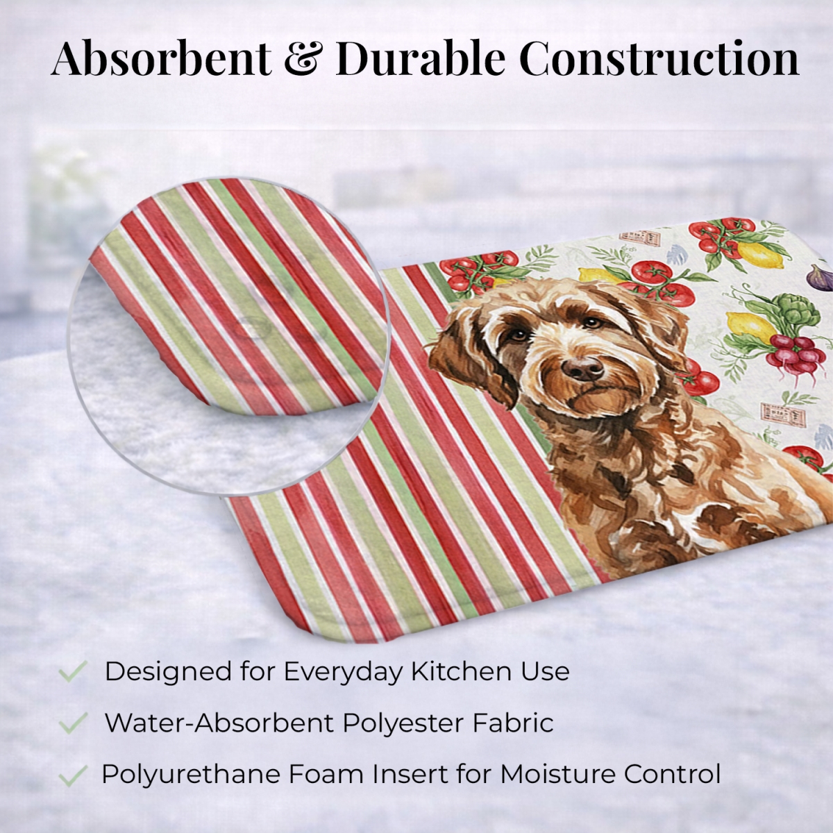Picture of Carolines Treasures WDK8290DDM 21 x 14 in. Chocolate Labradoodle Vegetables Dish Drying Mat