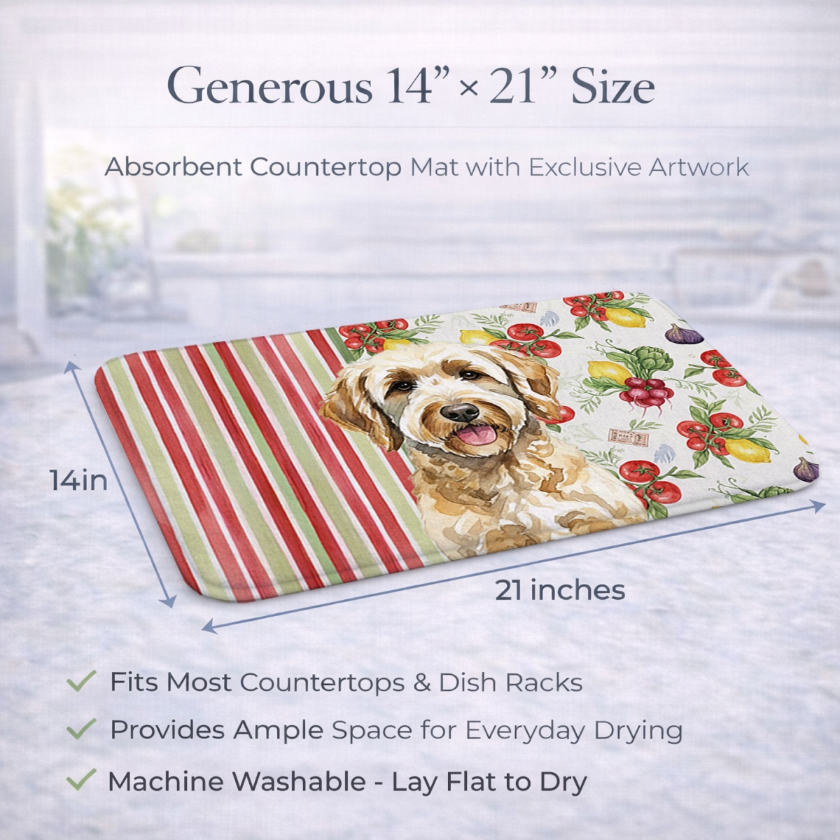 Picture of Carolines Treasures WDK8291DDM 21 x 14 in. Labradoodle Vegetables Dish Drying Mat