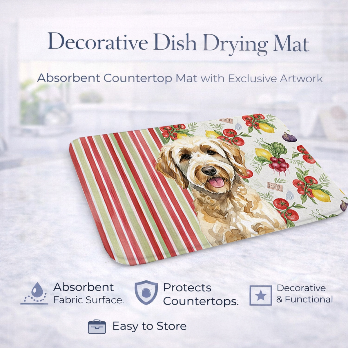 Picture of Carolines Treasures WDK8291DDM 21 x 14 in. Labradoodle Vegetables Dish Drying Mat