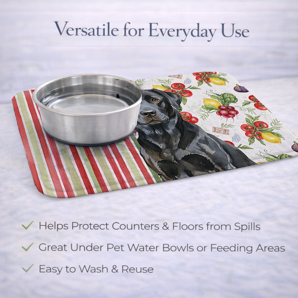 Picture of Carolines Treasures WDK8292DDM 21 x 14 in. Black Labrador Retriever Vegetables Dish Drying Mat