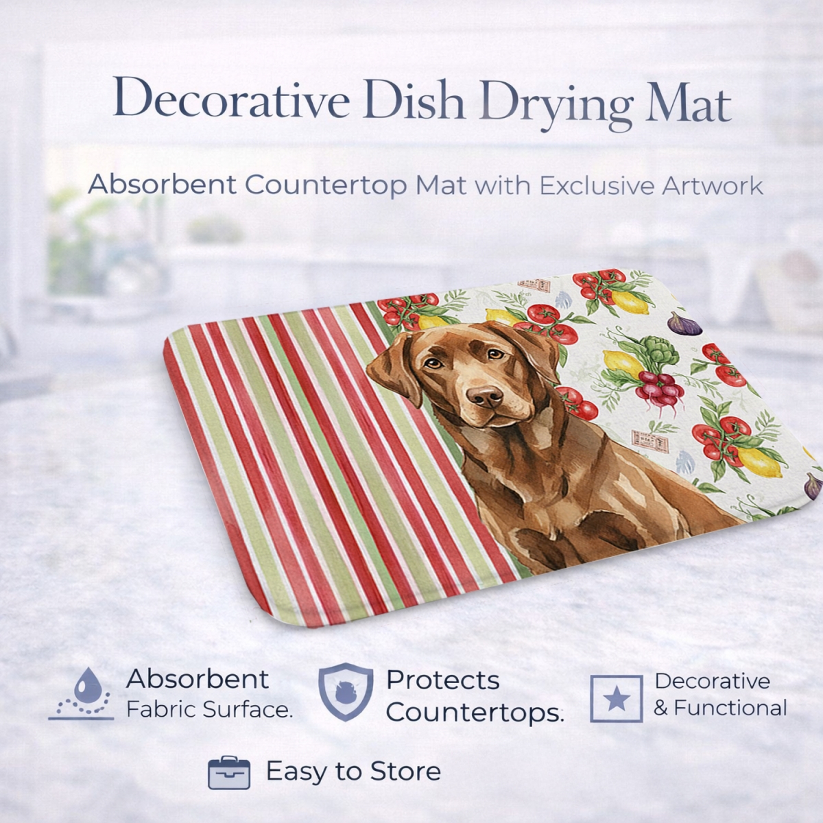 Picture of Carolines Treasures WDK8293DDM 21 x 14 in. Chocolate Labrador Retriever Vegetables Dish Drying Mat