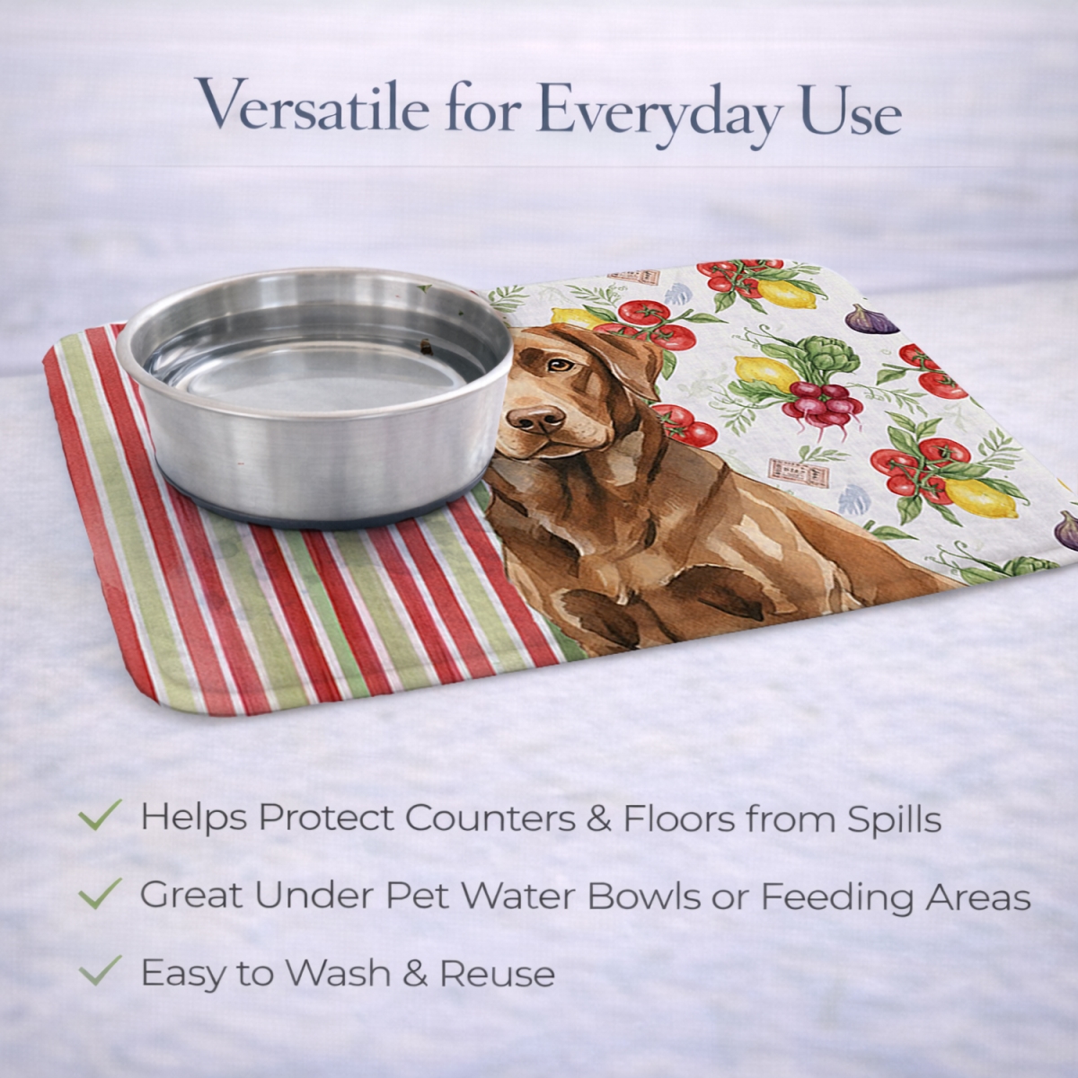 Picture of Carolines Treasures WDK8293DDM 21 x 14 in. Chocolate Labrador Retriever Vegetables Dish Drying Mat