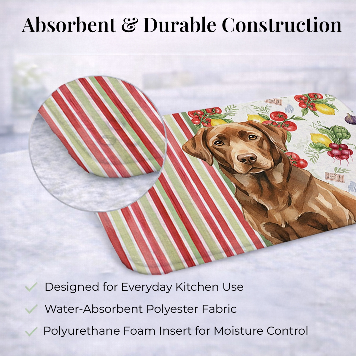 Picture of Carolines Treasures WDK8293DDM 21 x 14 in. Chocolate Labrador Retriever Vegetables Dish Drying Mat