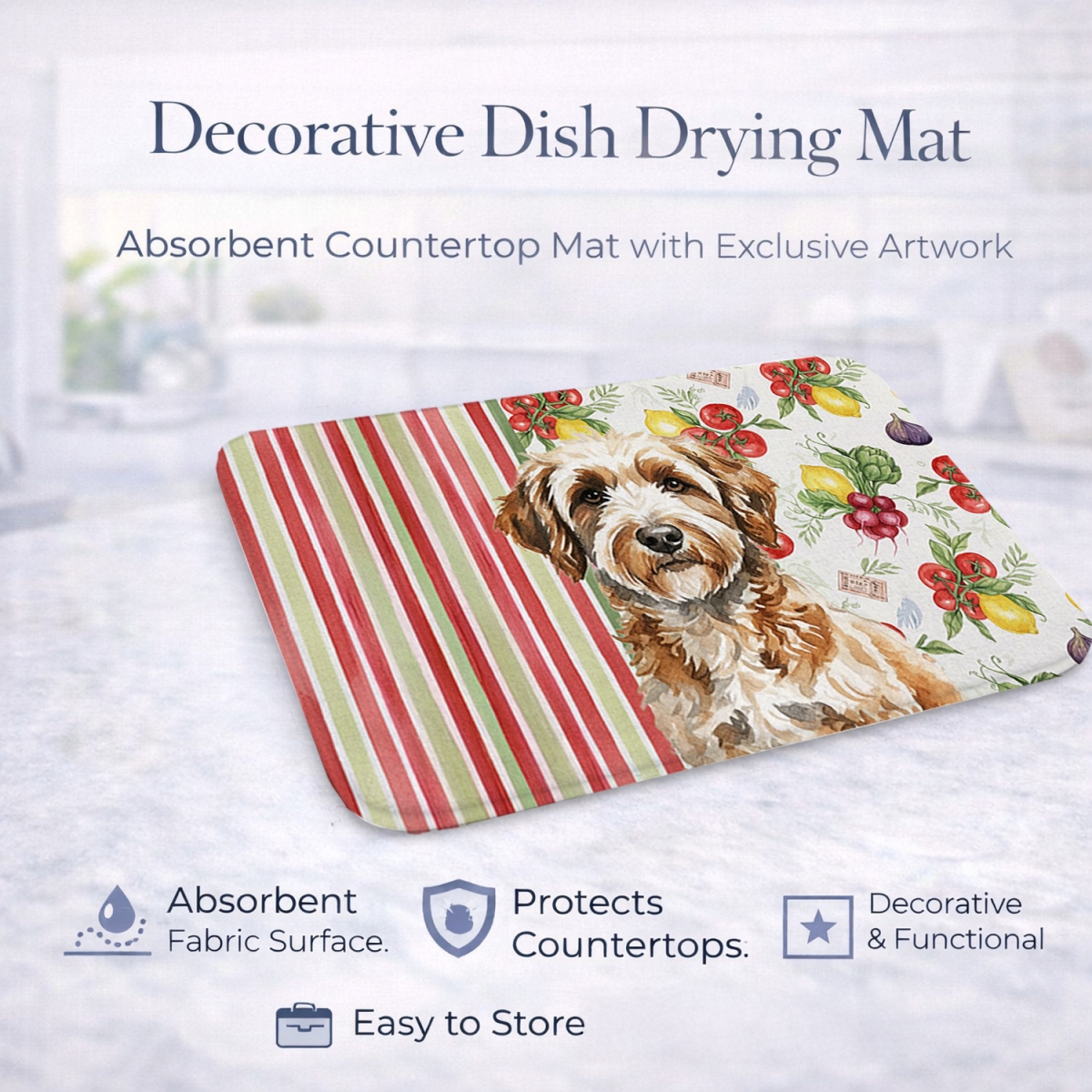 Picture of Carolines Treasures WDK8295DDM 21 x 14 in. Lagotto Romagnolo Vegetables Dish Drying Mat