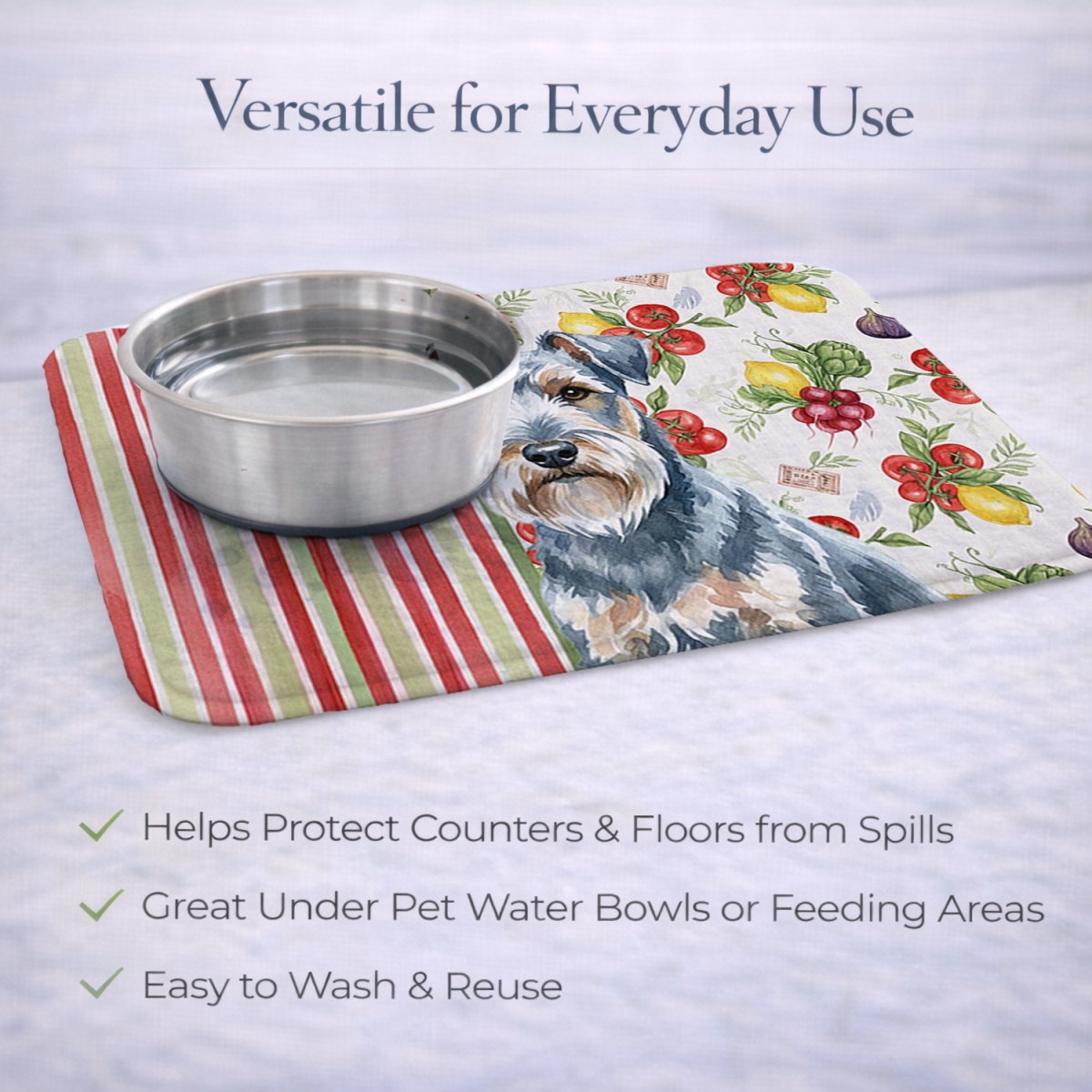 Picture of Carolines Treasures WDK8297DDM 21 x 14 in. Blue Lakeland Terrier Vegetables Dish Drying Mat