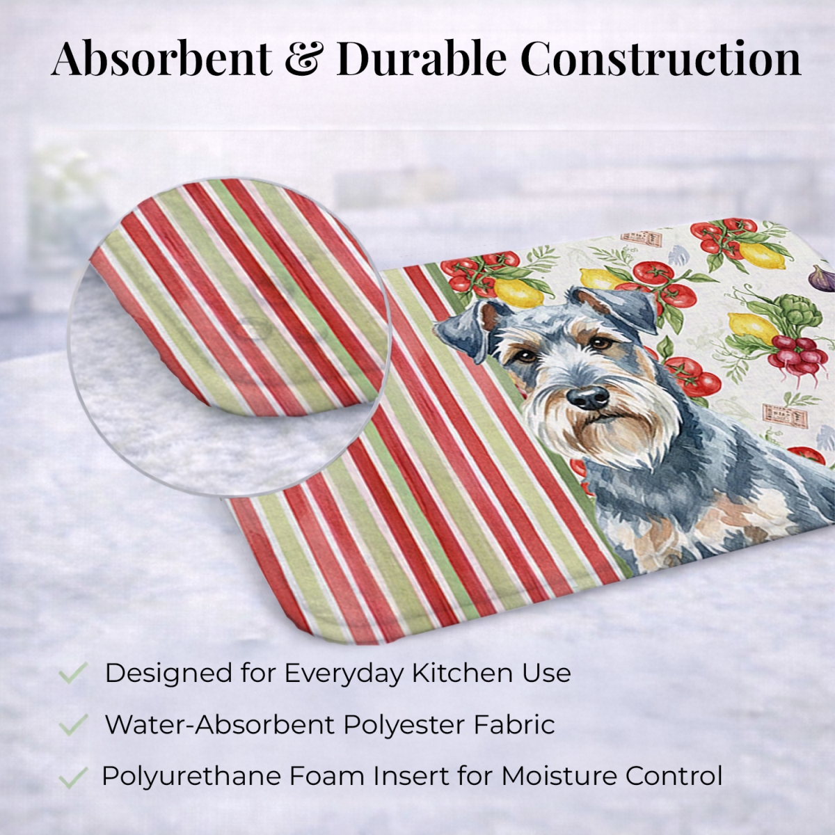 Picture of Carolines Treasures WDK8297DDM 21 x 14 in. Blue Lakeland Terrier Vegetables Dish Drying Mat