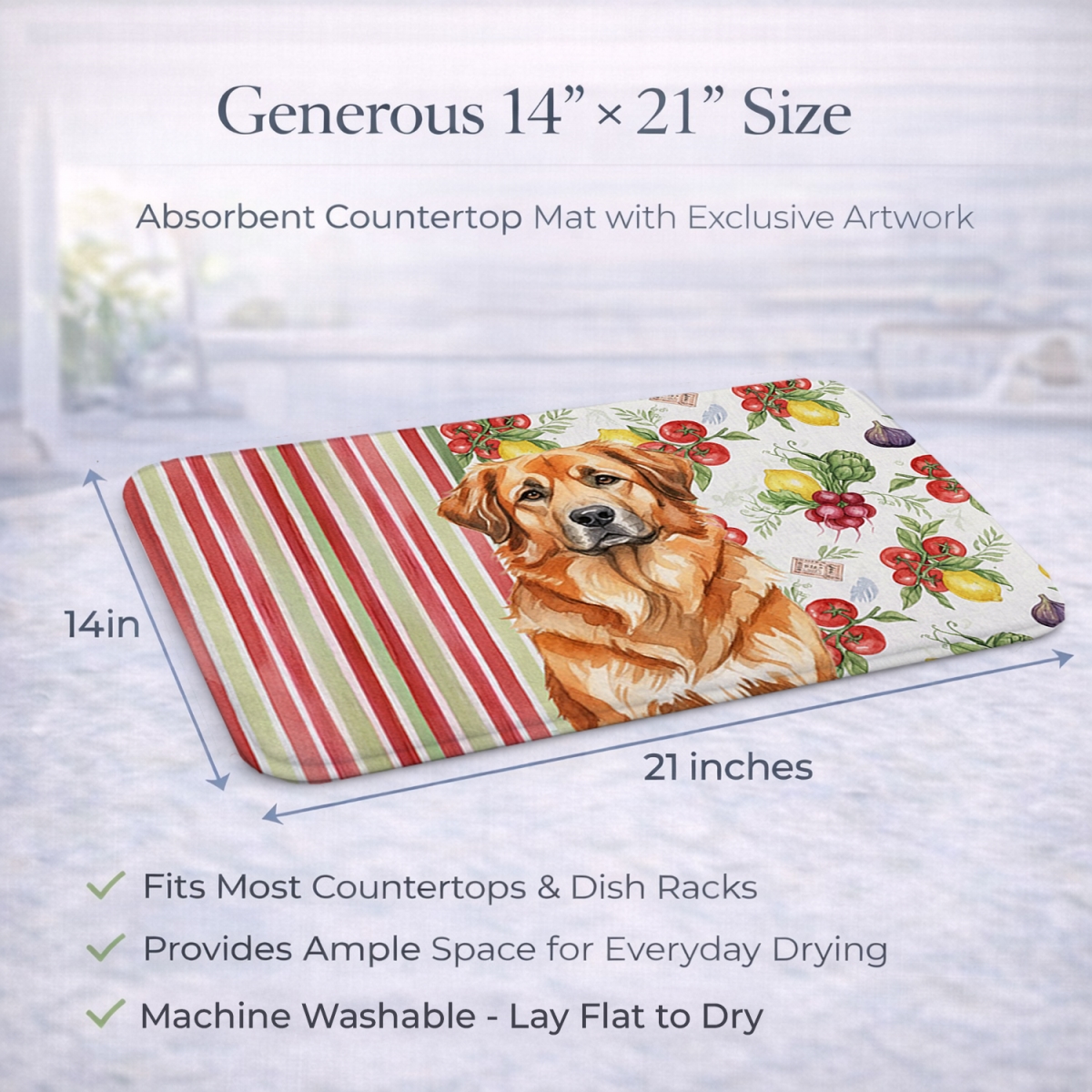 Picture of Carolines Treasures WDK8299DDM 21 x 14 in. Red Leonberger Vegetables Dish Drying Mat