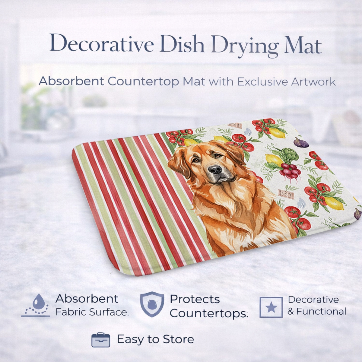 Picture of Carolines Treasures WDK8299DDM 21 x 14 in. Red Leonberger Vegetables Dish Drying Mat