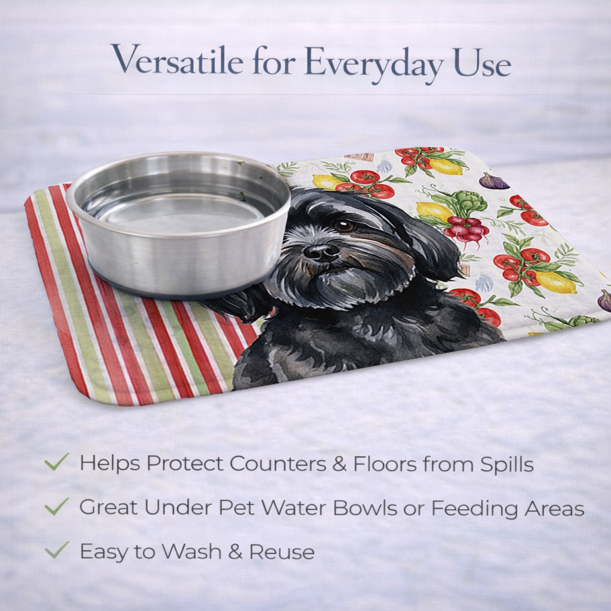 Picture of Carolines Treasures WDK8301DDM 21 x 14 in. Black Lhasa Apso Vegetables Dish Drying Mat