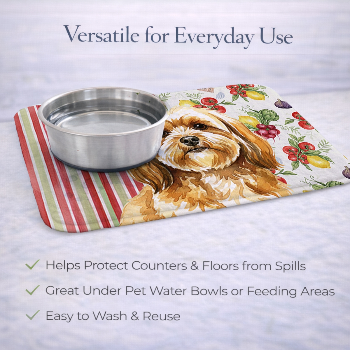Picture of Carolines Treasures WDK8303DDM 21 x 14 in. Gold Lhasa Apso Vegetables Dish Drying Mat