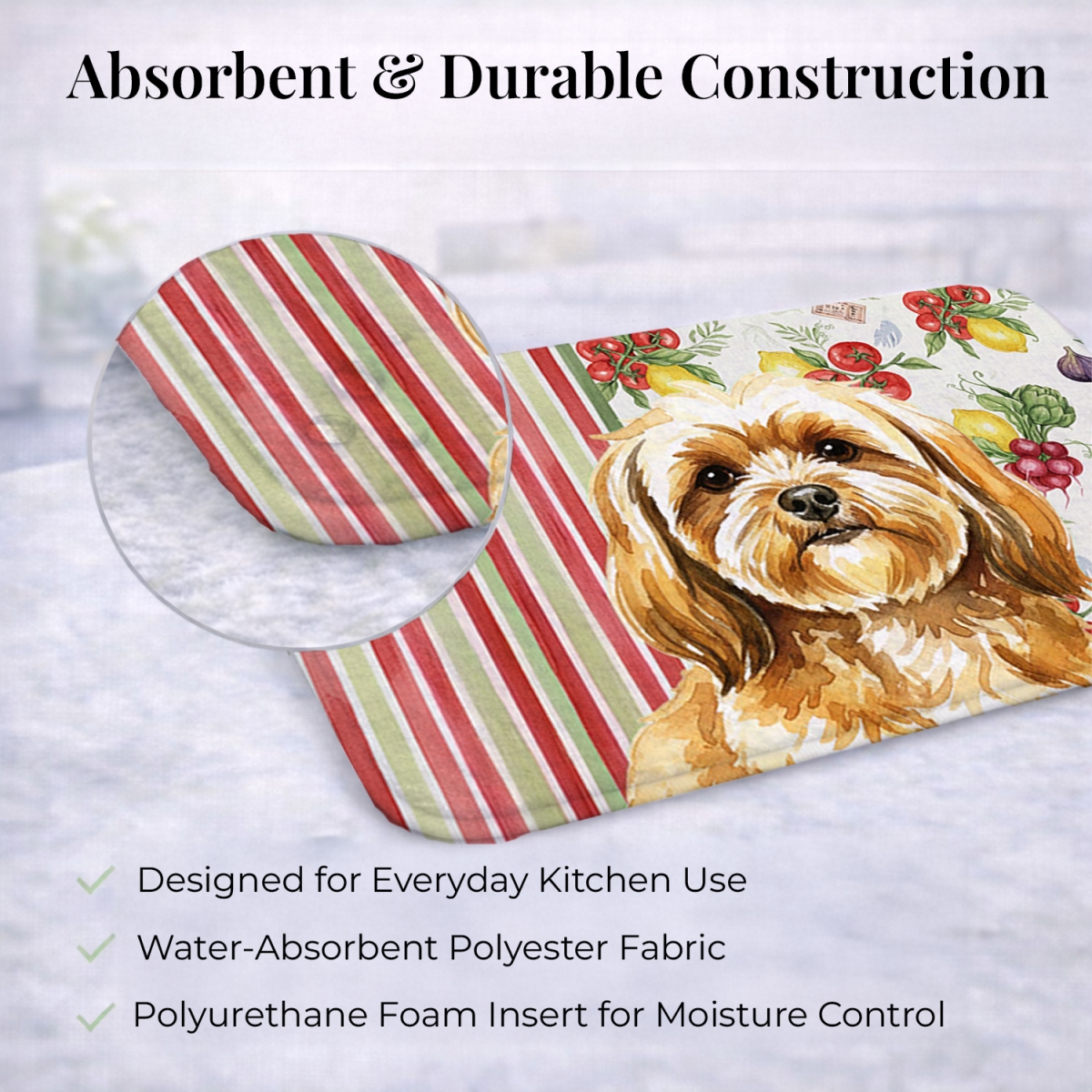 Picture of Carolines Treasures WDK8303DDM 21 x 14 in. Gold Lhasa Apso Vegetables Dish Drying Mat