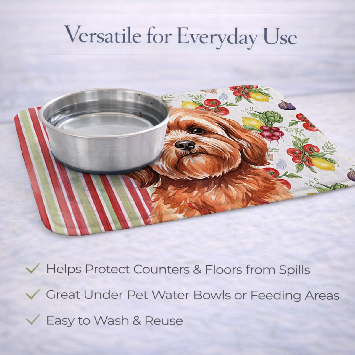 Picture of Carolines Treasures WDK8304DDM 21 x 14 in. Red Lhasa Apso Vegetables Dish Drying Mat
