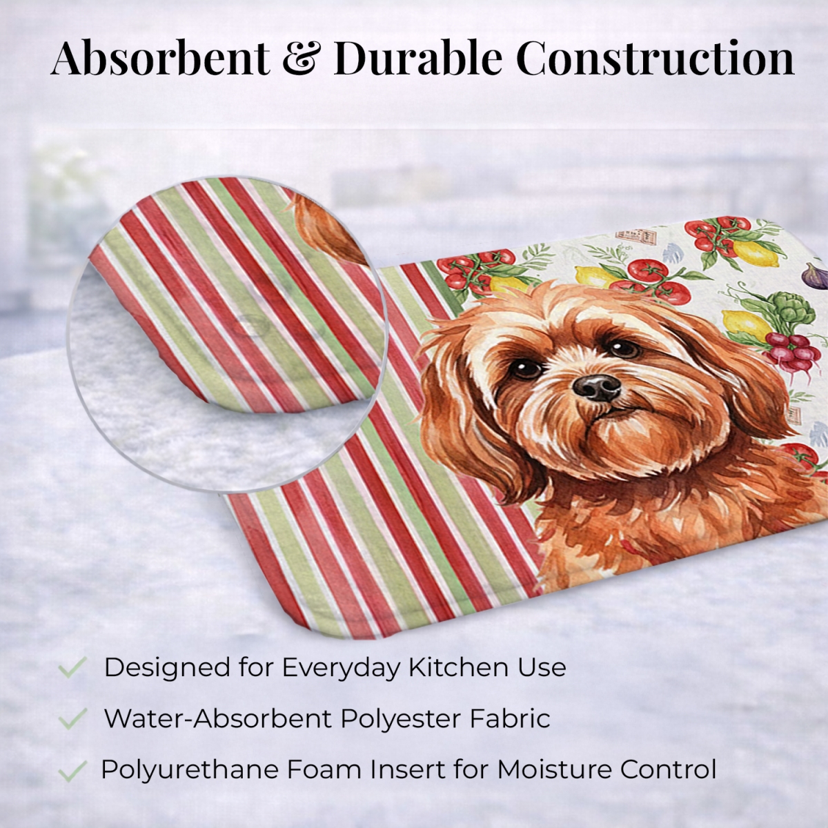 Picture of Carolines Treasures WDK8304DDM 21 x 14 in. Red Lhasa Apso Vegetables Dish Drying Mat