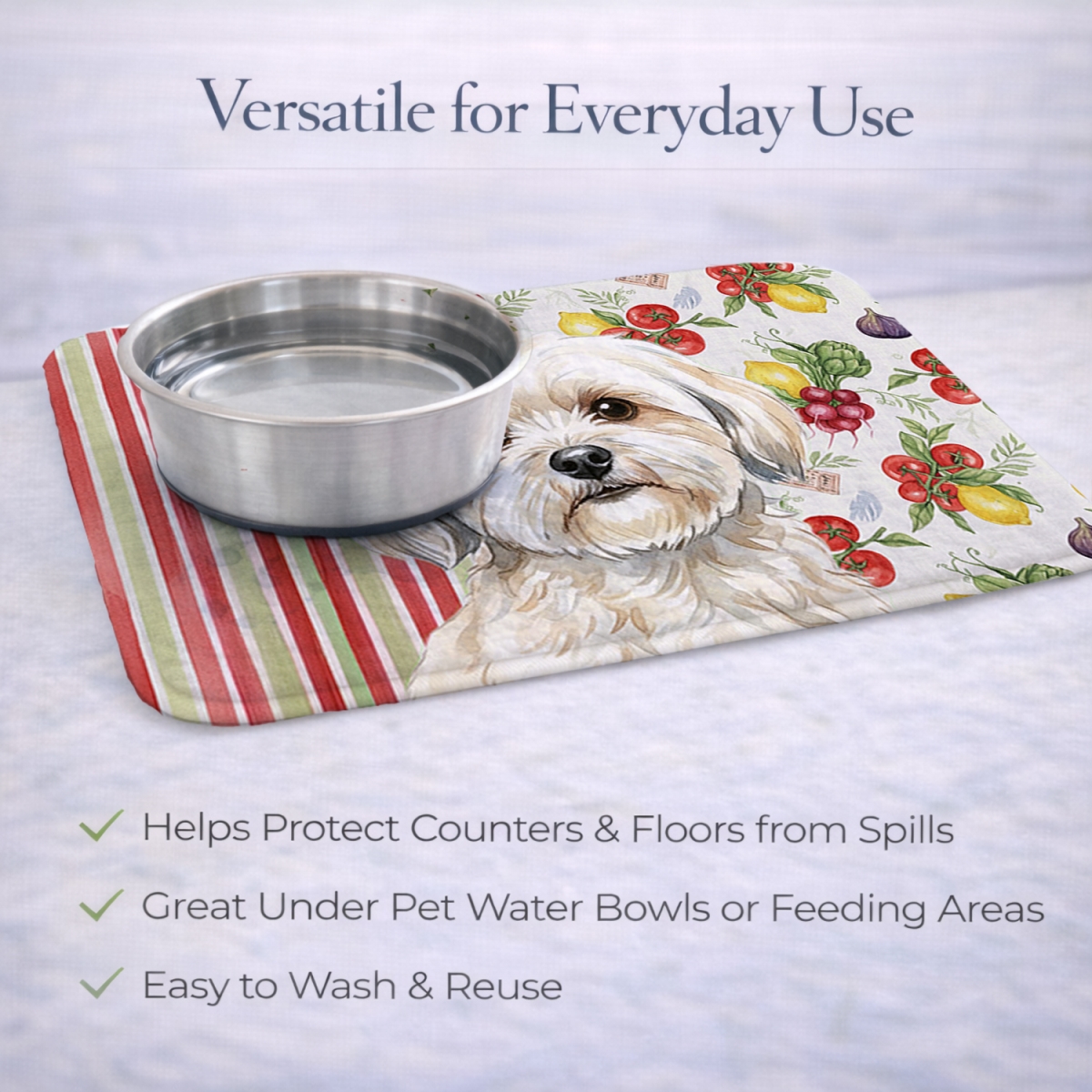 Picture of Carolines Treasures WDK8305DDM 21 x 14 in. White Lhasa Apso Vegetables Dish Drying Mat