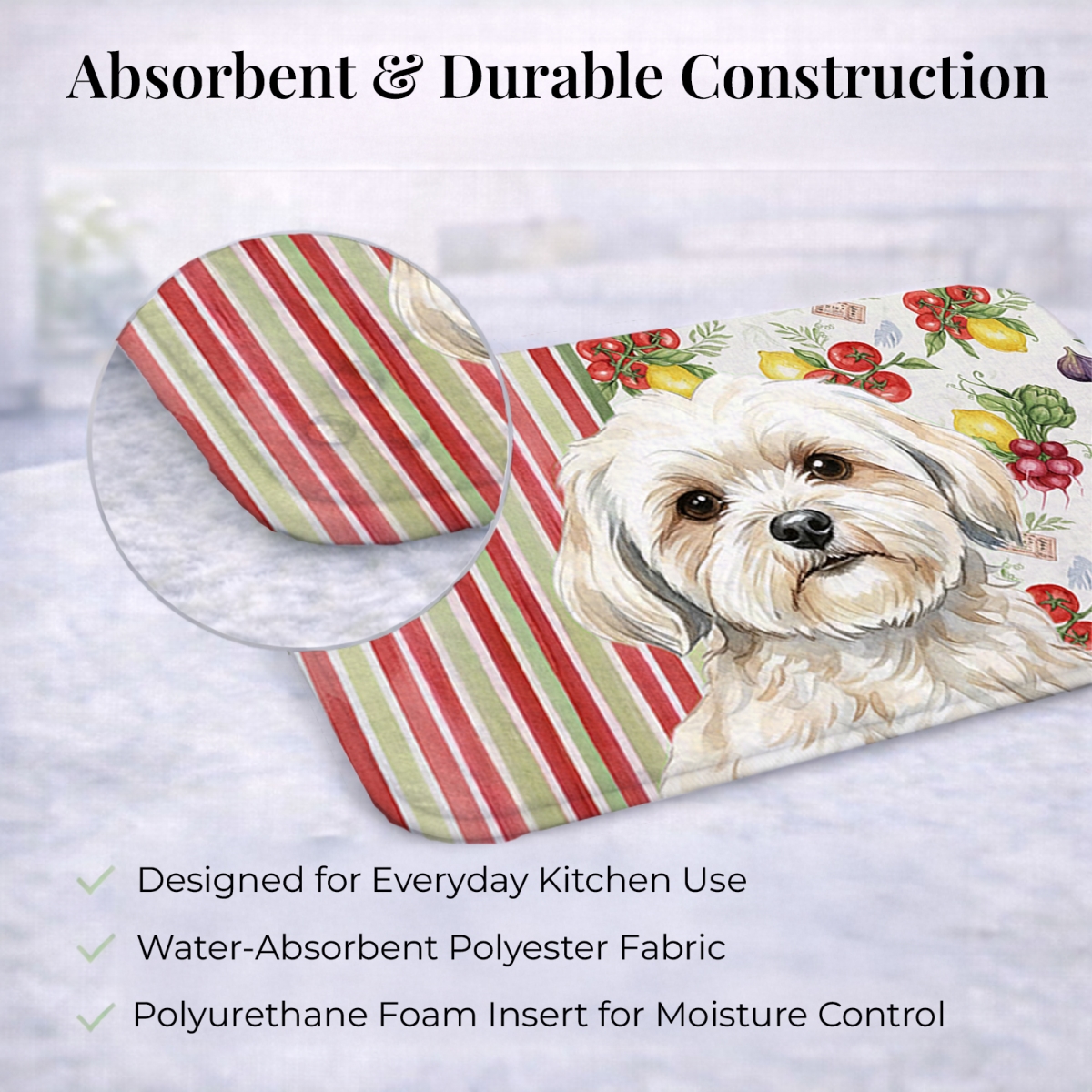 Picture of Carolines Treasures WDK8305DDM 21 x 14 in. White Lhasa Apso Vegetables Dish Drying Mat
