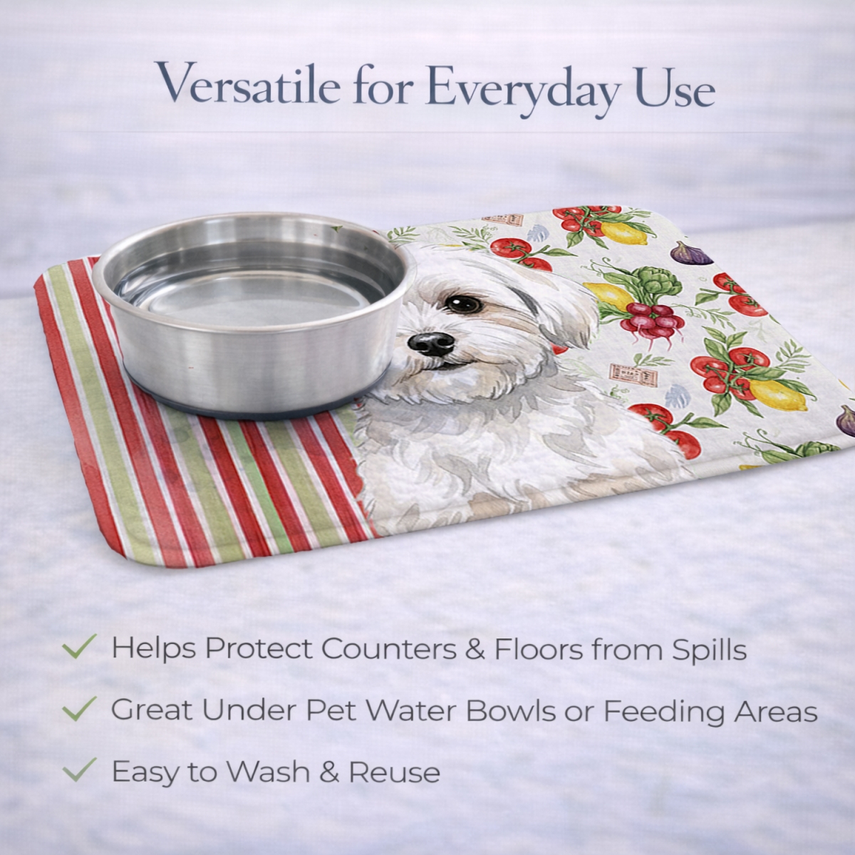 Picture of Carolines Treasures WDK8306DDM 21 x 14 in. Maltese Vegetables Dish Drying Mat