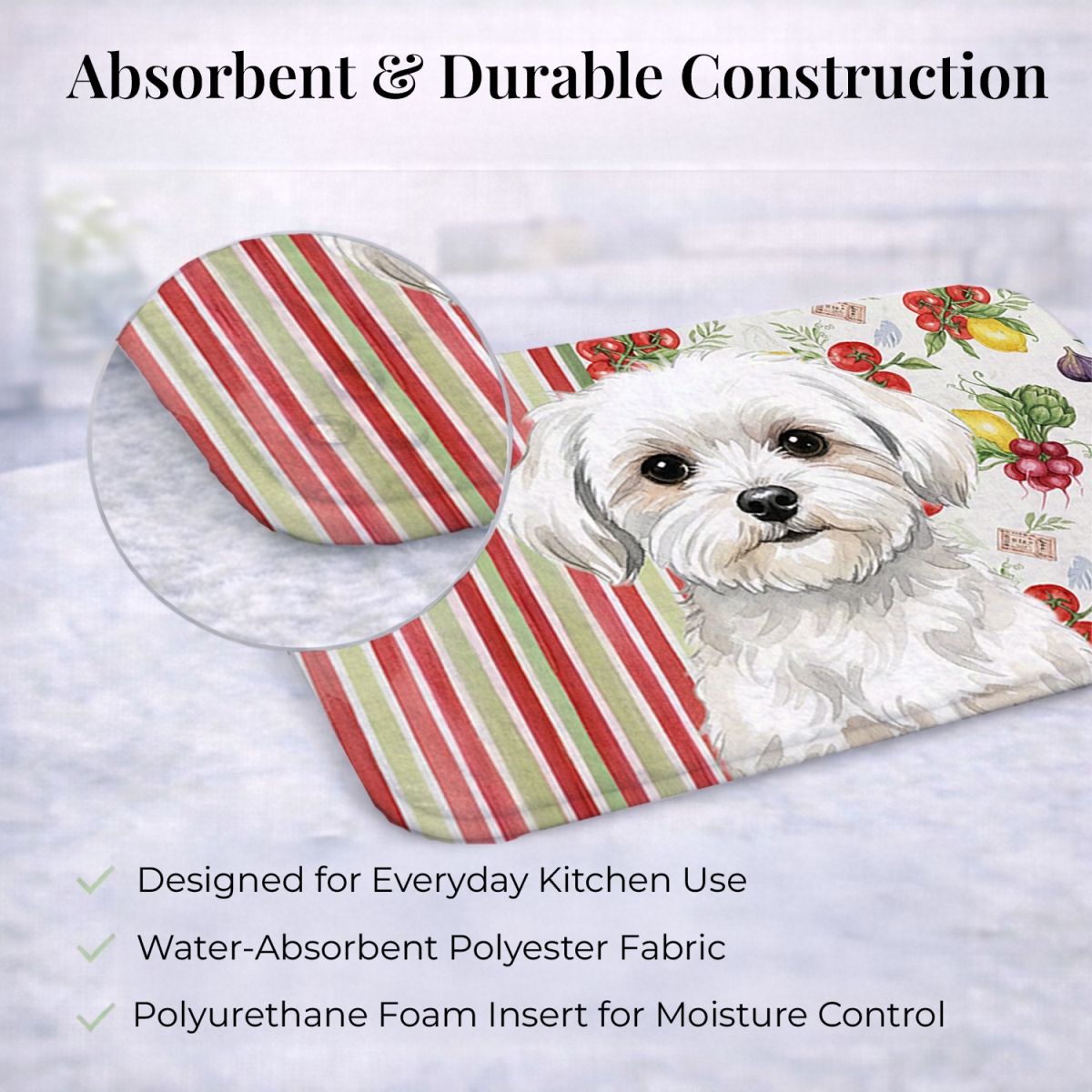 Picture of Carolines Treasures WDK8306DDM 21 x 14 in. Maltese Vegetables Dish Drying Mat