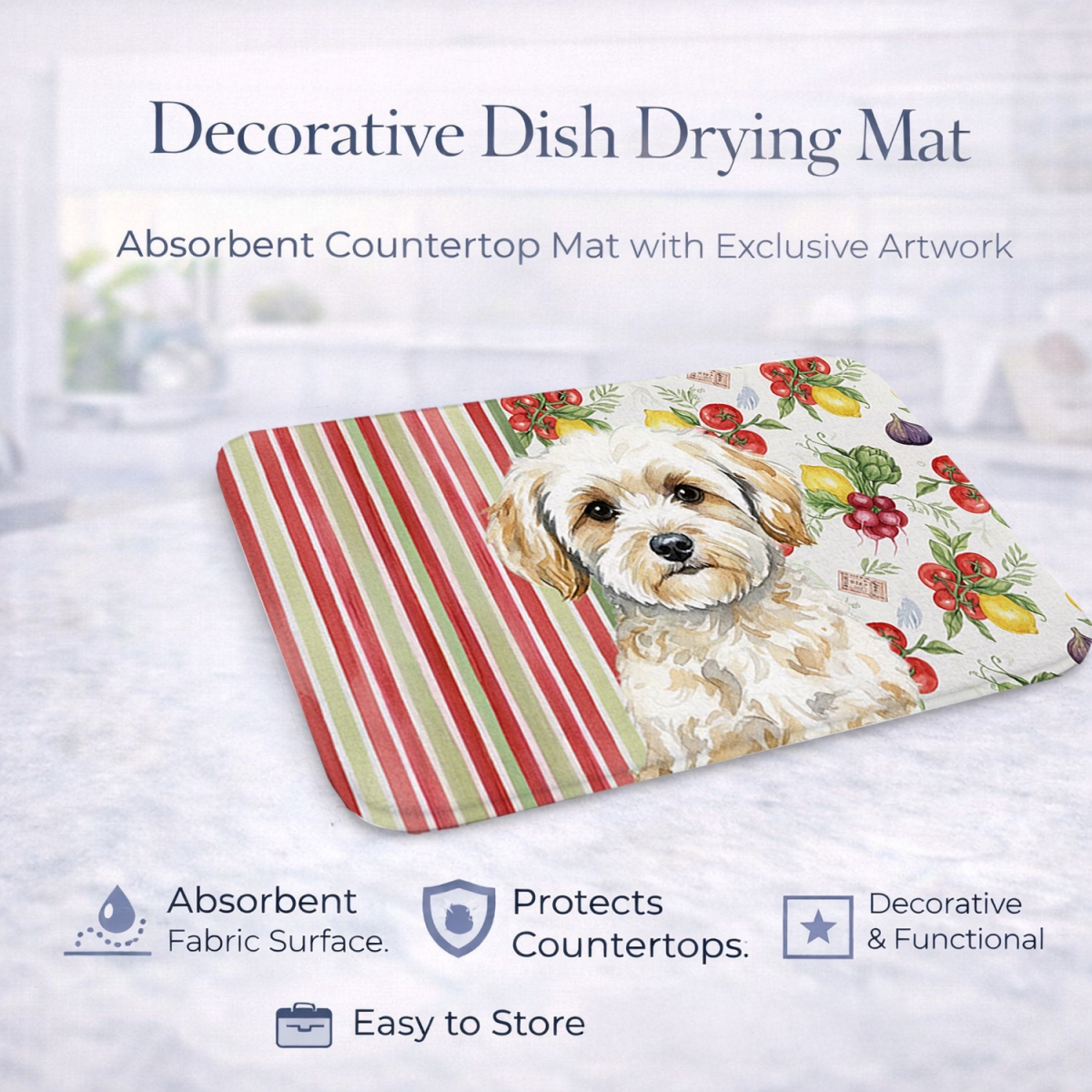 Picture of Carolines Treasures WDK8307DDM 21 x 14 in. Maltipoo Vegetables Dish Drying Mat