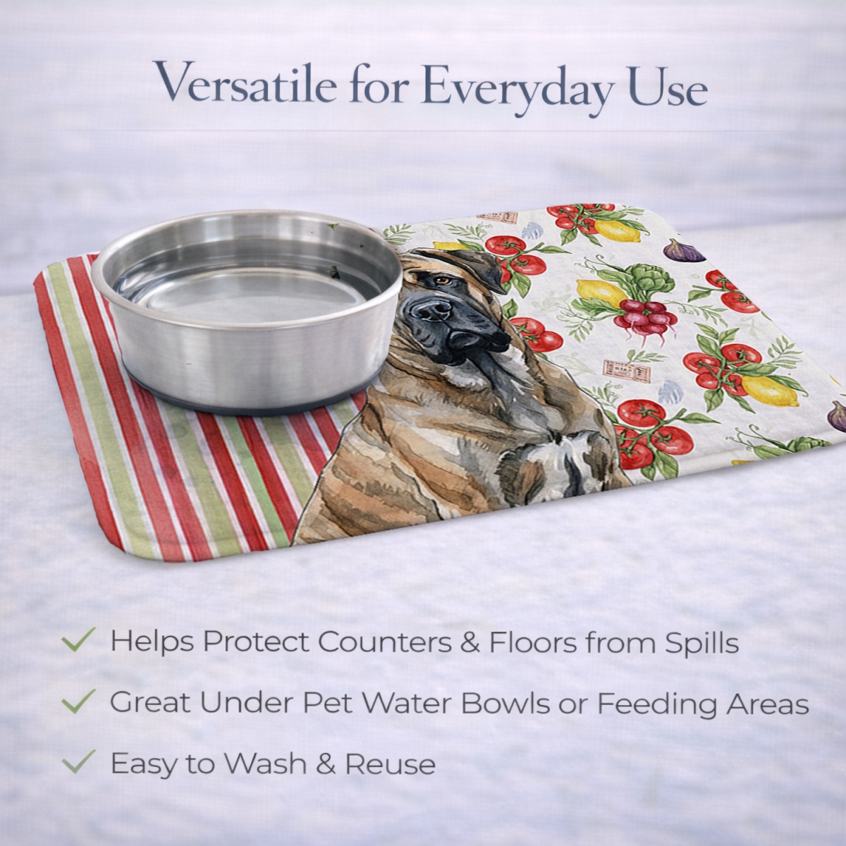 Picture of Carolines Treasures WDK8309DDM 21 x 14 in. Brindle Mastiff Vegetables Dish Drying Mat