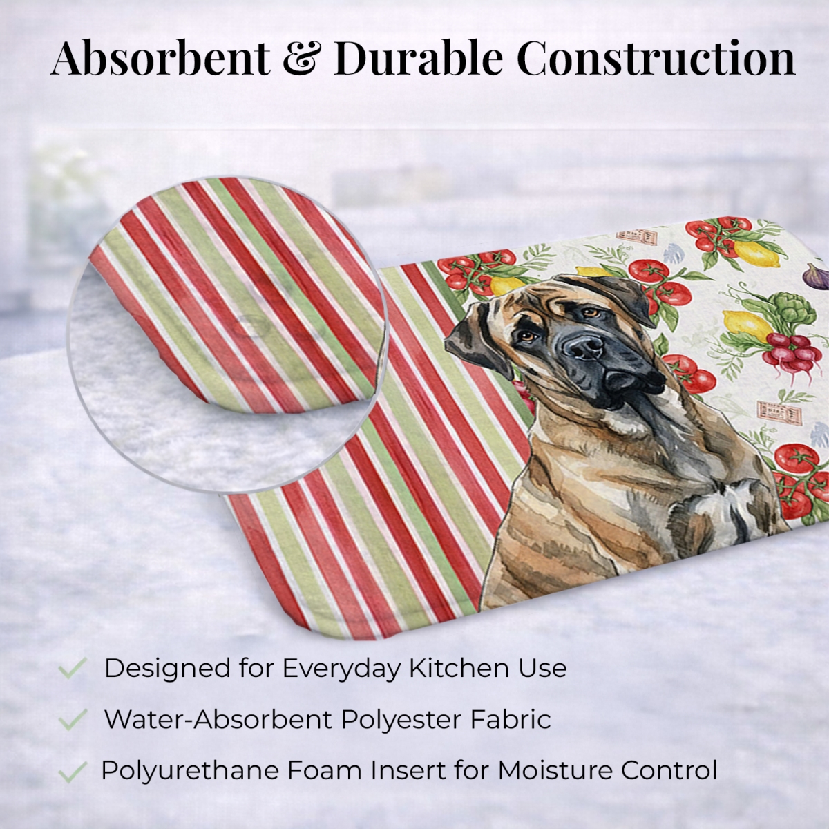 Picture of Carolines Treasures WDK8309DDM 21 x 14 in. Brindle Mastiff Vegetables Dish Drying Mat