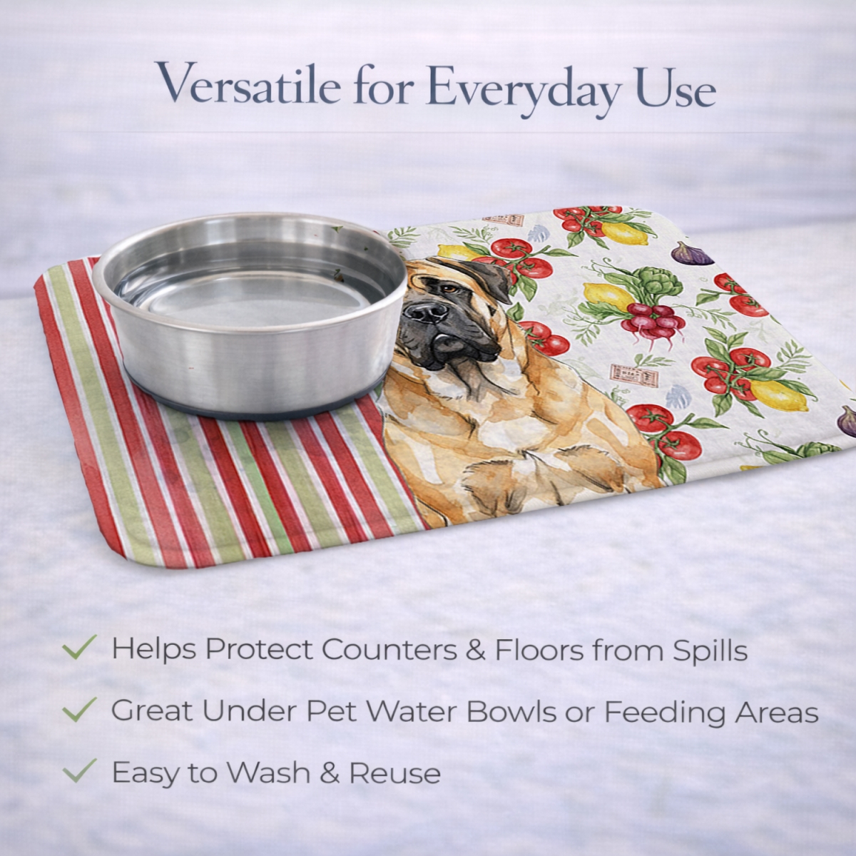 Picture of Carolines Treasures WDK8310DDM 21 x 14 in. Fawn Mastiff Vegetables Dish Drying Mat
