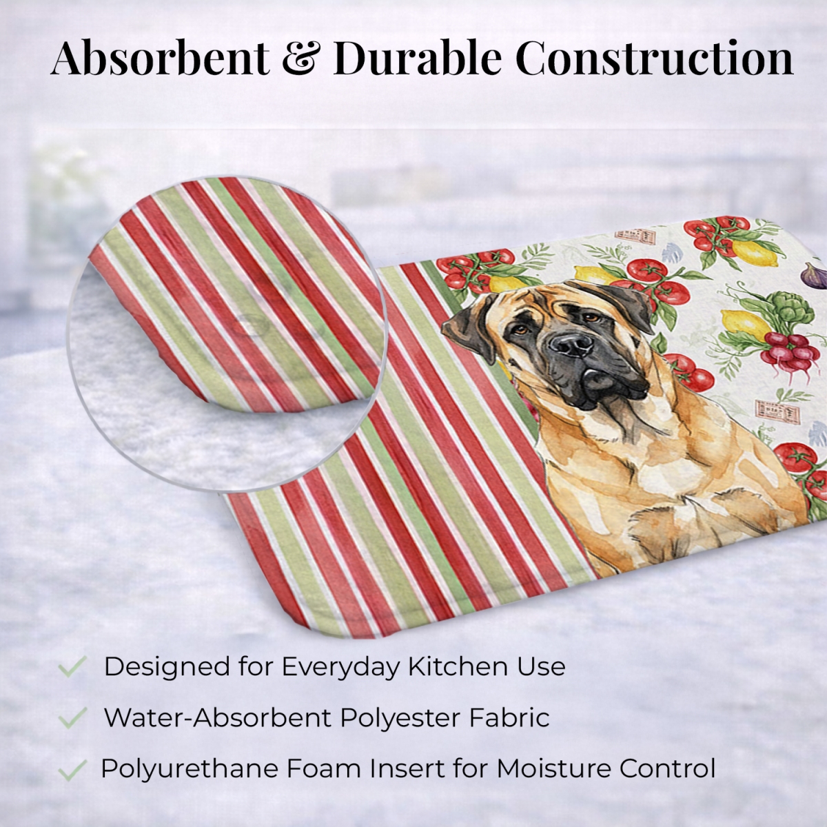 Picture of Carolines Treasures WDK8310DDM 21 x 14 in. Fawn Mastiff Vegetables Dish Drying Mat