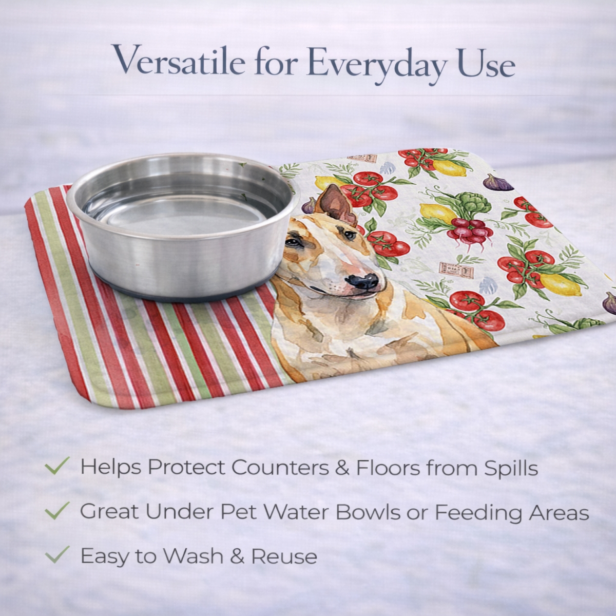 Picture of Carolines Treasures WDK8311DDM 21 x 14 in. Miniature Bull Terrier Vegetables Dish Drying Mat