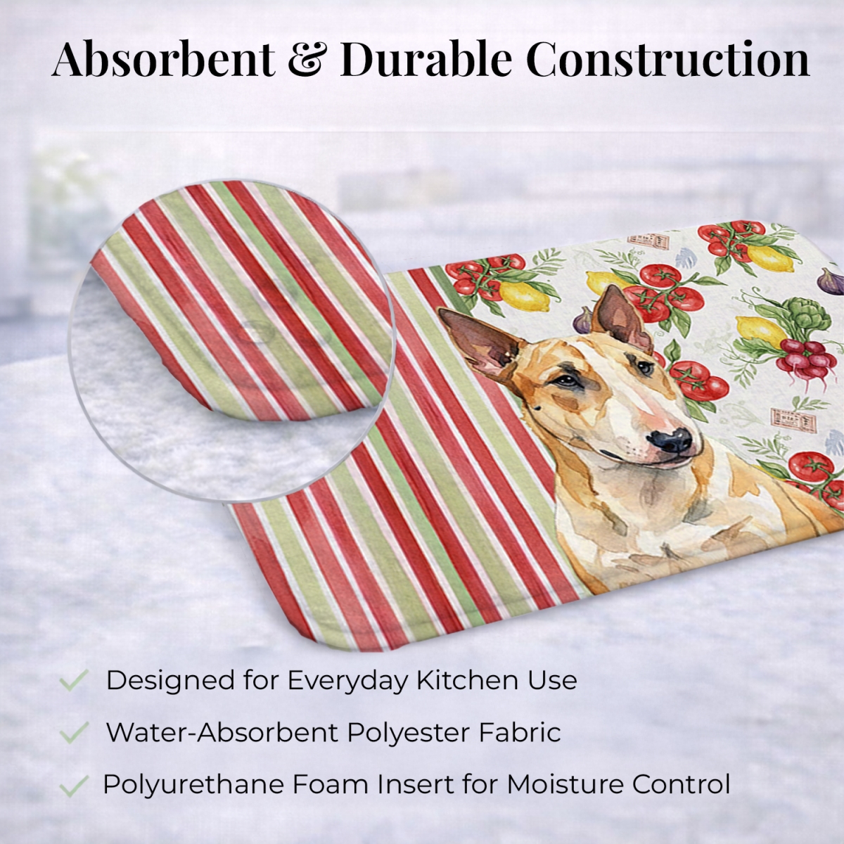 Picture of Carolines Treasures WDK8311DDM 21 x 14 in. Miniature Bull Terrier Vegetables Dish Drying Mat