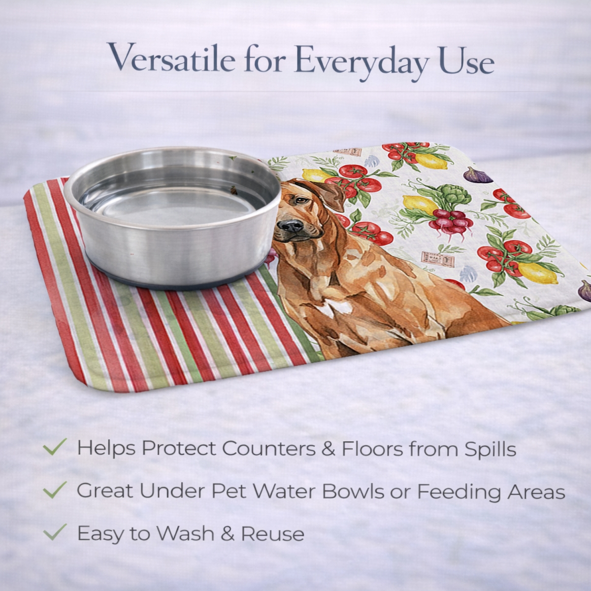 Picture of Carolines Treasures WDK8386DDM 21 x 14 in. Rhodesian Ridgeback Vegetables Dish Drying Mat