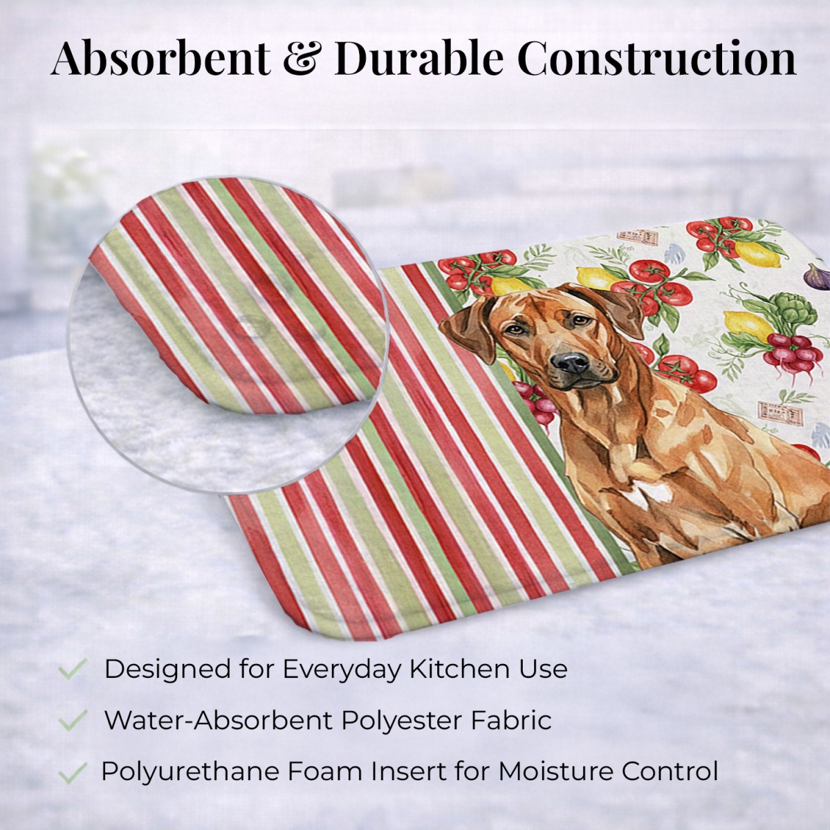 Picture of Carolines Treasures WDK8386DDM 21 x 14 in. Rhodesian Ridgeback Vegetables Dish Drying Mat