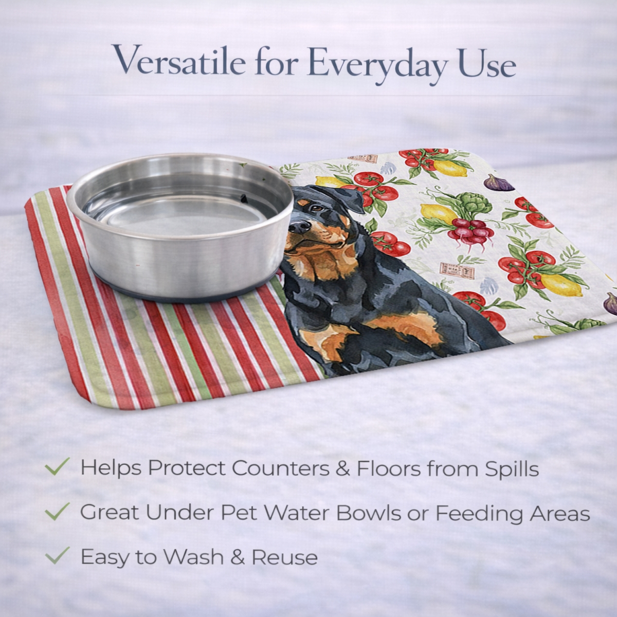 Picture of Carolines Treasures WDK8387DDM 21 x 14 in. Rottweiler Vegetables Dish Drying Mat