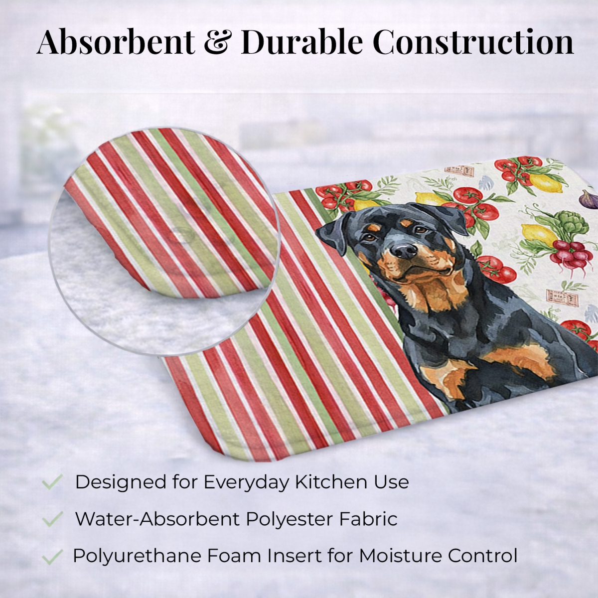 Picture of Carolines Treasures WDK8387DDM 21 x 14 in. Rottweiler Vegetables Dish Drying Mat
