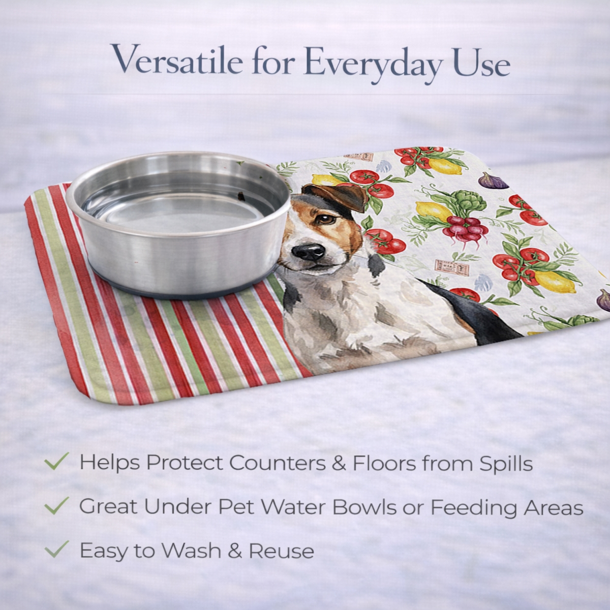 Picture of Carolines Treasures WDK8388DDM 21 x 14 in. Tricolor Russell Terrier Vegetables Dish Drying Mat