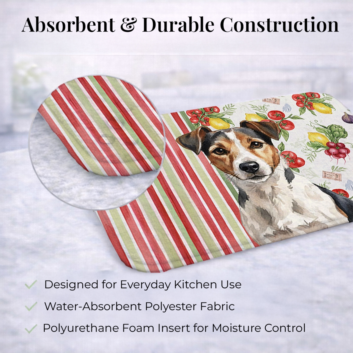 Picture of Carolines Treasures WDK8388DDM 21 x 14 in. Tricolor Russell Terrier Vegetables Dish Drying Mat