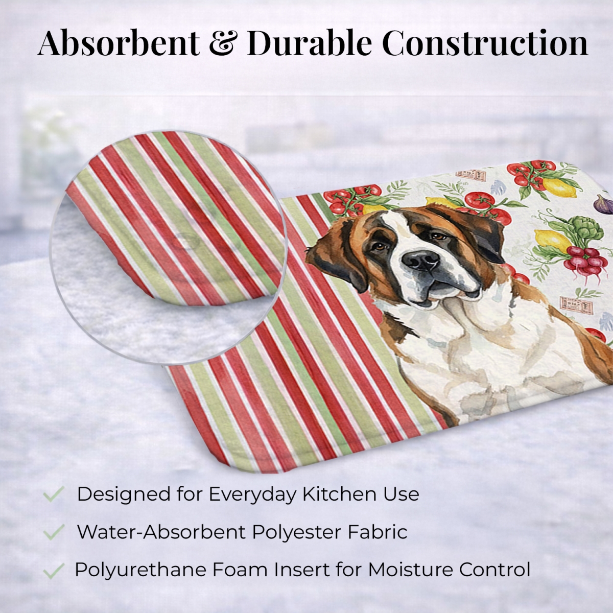 Picture of Carolines Treasures WDK8392DDM 21 x 14 in. Brindle & White Saint Bernard Vegetables Dish Drying Mat