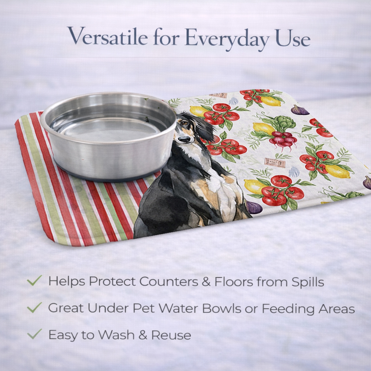 Picture of Carolines Treasures WDK8394DDM 21 x 14 in. Black & Tan Saluki Vegetables Dish Drying Mat