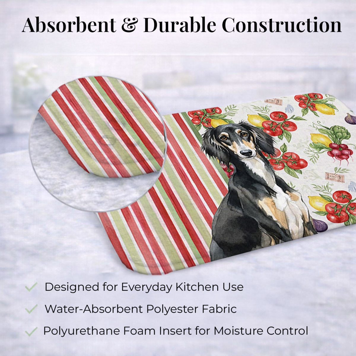 Picture of Carolines Treasures WDK8394DDM 21 x 14 in. Black & Tan Saluki Vegetables Dish Drying Mat