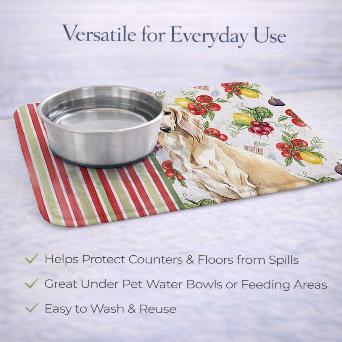 Picture of Carolines Treasures WDK8395DDM 21 x 14 in. Cream Saluki Vegetables Dish Drying Mat