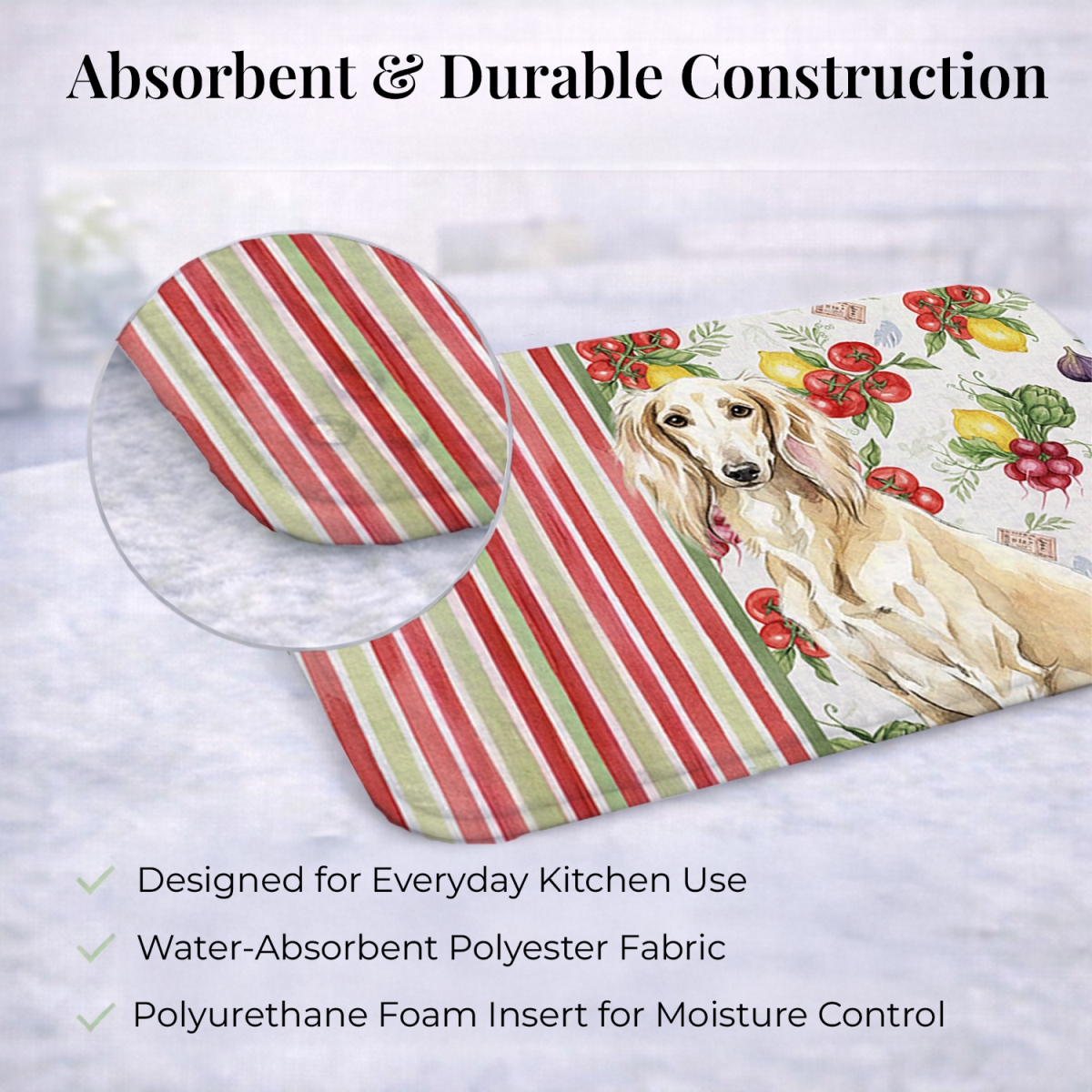 Picture of Carolines Treasures WDK8395DDM 21 x 14 in. Cream Saluki Vegetables Dish Drying Mat